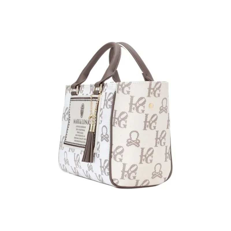 MARK & LONA Cotton With Polyvinyl Chloride With Artificial Leather Handbag Unisex Brown-1