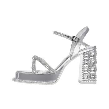 SHOESZOOO One Strap Sandals Women's Gilded Secret Silver