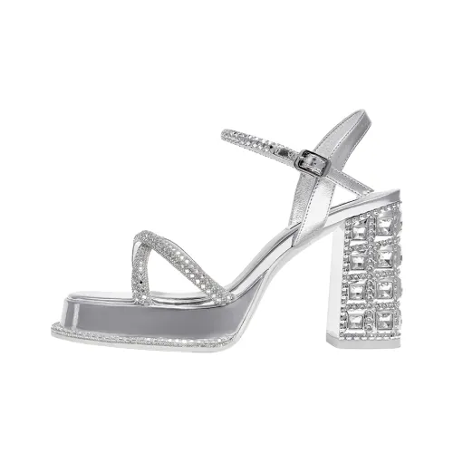 SHOESZOOO One Strap Sandals Women's Gilded Secret Silver