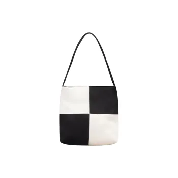 Home Of Hai Silk Tote Bag Shopping Bag Handbag Women's Black & Beige