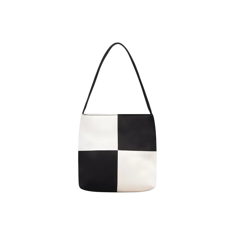 Home Of Hai Silk Tote Bag Shopping Bag Handbag Women's Black & Beige-0
