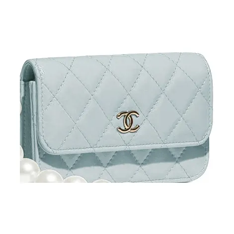 CHANEL Calfskin Pochette, Shoulder Bag, Coin Purse, Handbag, Shoulder Bag, Crossbody Bag Women's Mudra Color/Lake Blue-2