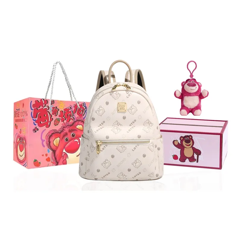 Disney Strawberry Bear Series Synthetic Leather Backpack Medium Size Women's Multicolor-23