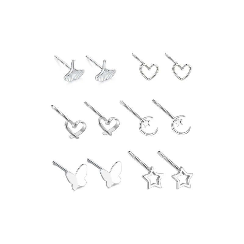 LINGJIE S925 Silver Stud Earrings Unisex-0