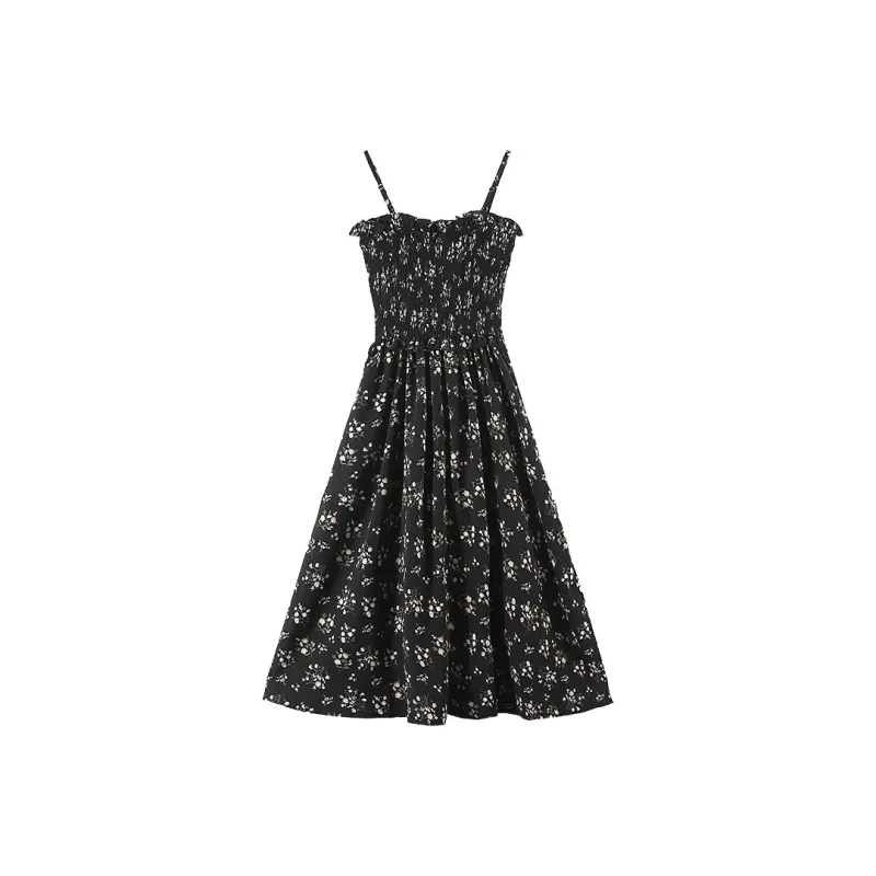 Rose Slip Dresses Women's Black-1
