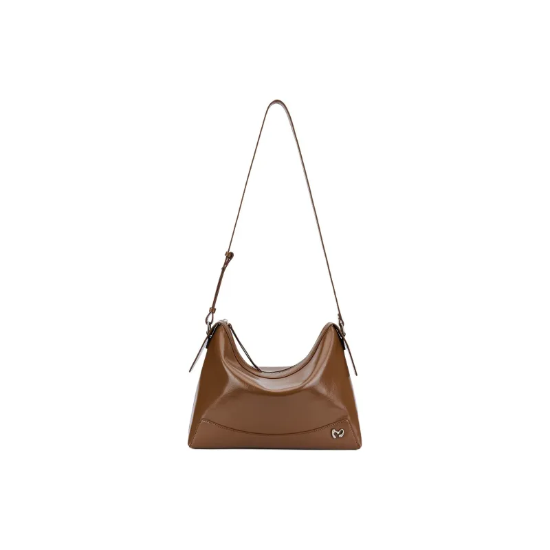 MCMIKO Cow Leather Shoulder Bag Medium Size Women's Effortless Brown-1