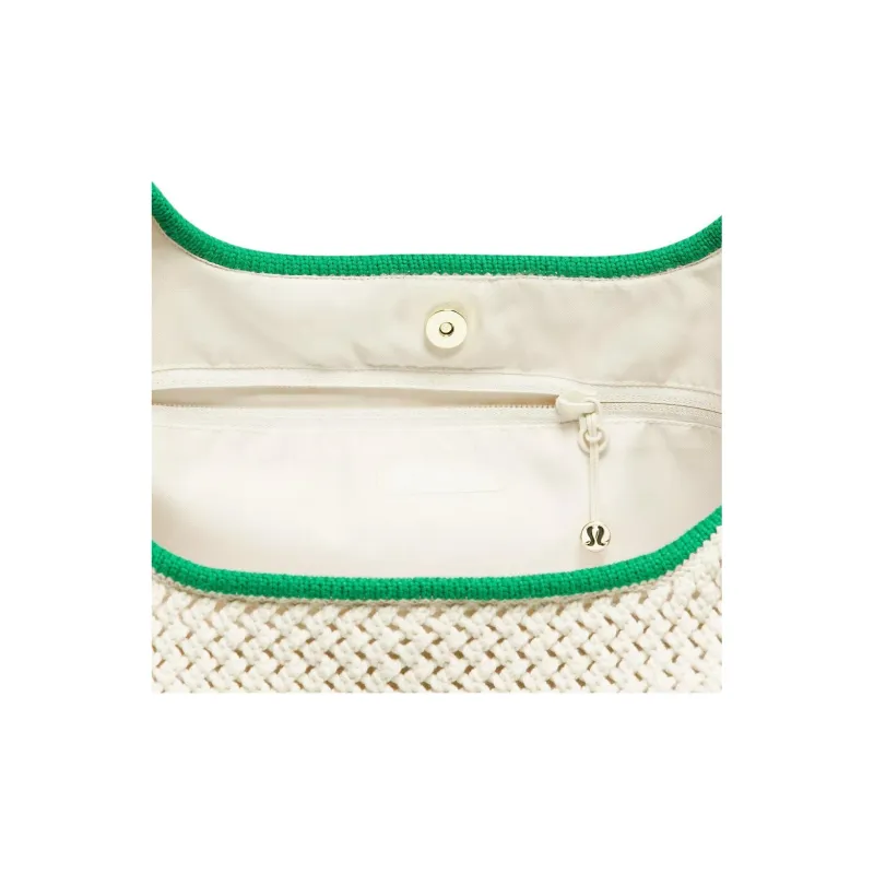 Lululemon Polyester Handbag, Shoulder Bag Regular Women's Light Beige & Racing Track Green-3