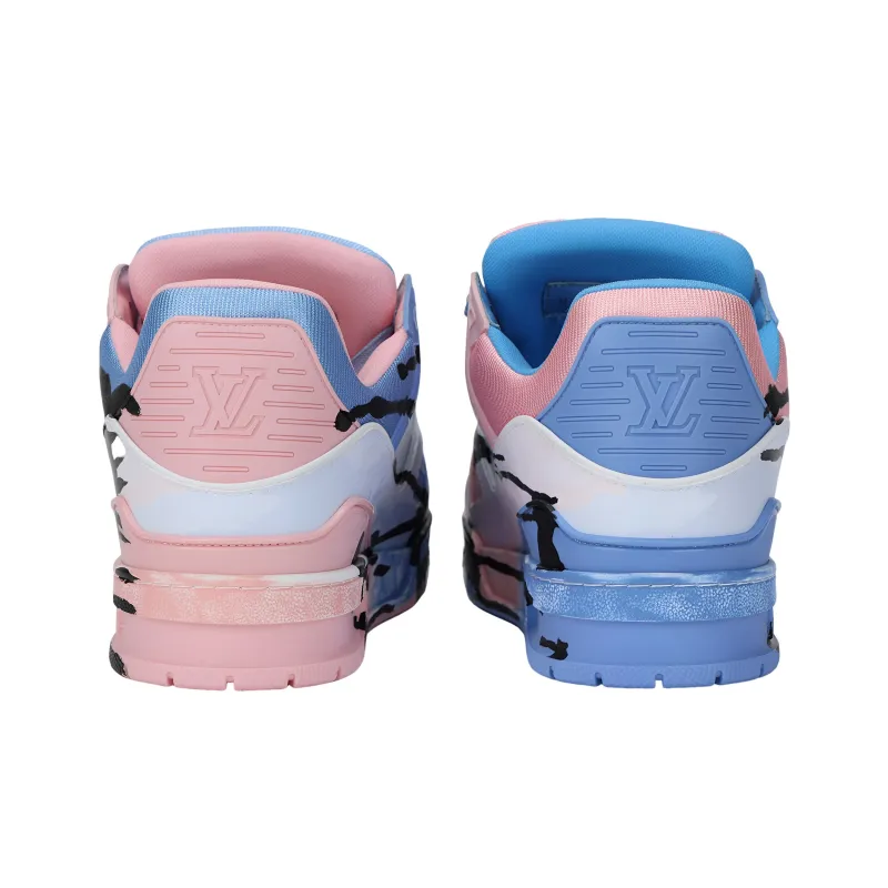 LOUIS VUITTON Trainer Low Top Skateboard Shoes Unisex Pink Blue-2