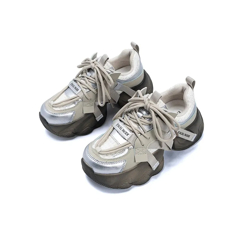 EXULL Q Low Top Chunky Sneakers Women's Greige-1