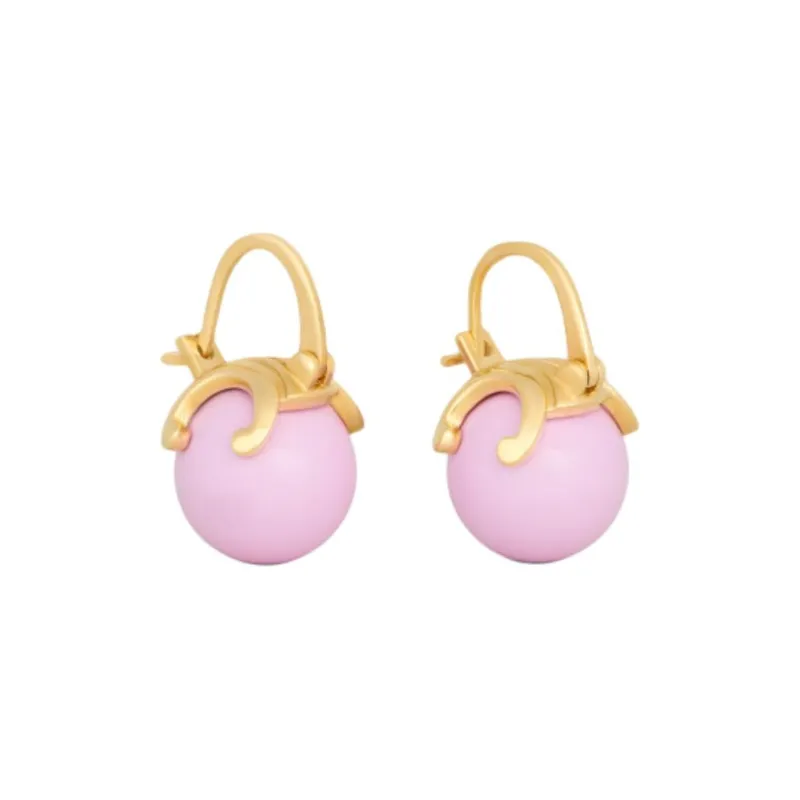 CELINE Brass Earrings Unisex Pink-2