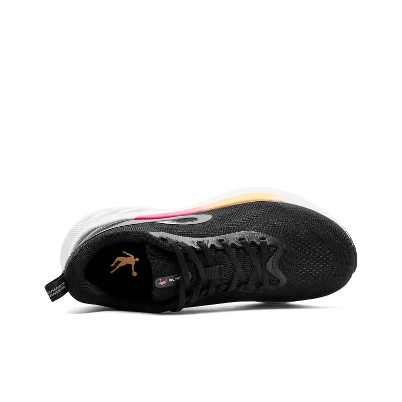 QIAODAN Cushioning, Slip Resistant, And Abrasion Resistant Low Top Casual Running Shoes Women's Black Orange-4