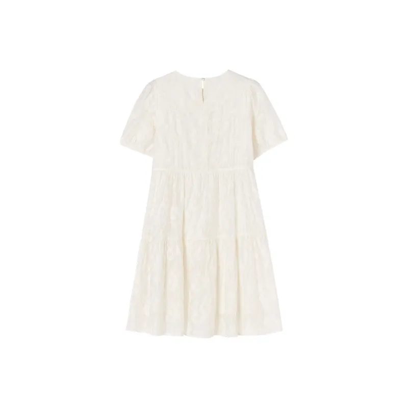 XIANGYING Short Sleeved Dress Women's Ecru-1