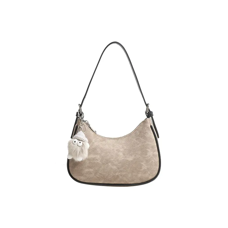 Jade En Plus PU One Shoulder Handbag, Crossbody Bag Regular Women's Ecru/Brown-0