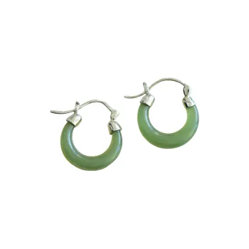 Jade Charm Yao Hetian Jade Earrings Pale Greenish White Jade Women's