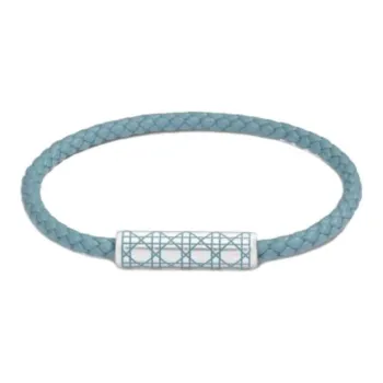 DIOR Brass, Lambskin, Leather, Resin, Silver Plated Bracelets Unisex Blue
