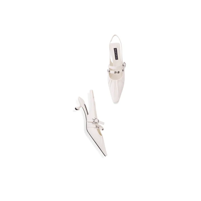 Shesrim Slim Heel High Heels 3.5cm Women's White-2