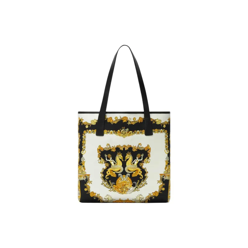 VERSACE La Medusa Cotton Tote Bag, Shopping Bag, Shoulder Bag Men's White & Multicolor-2