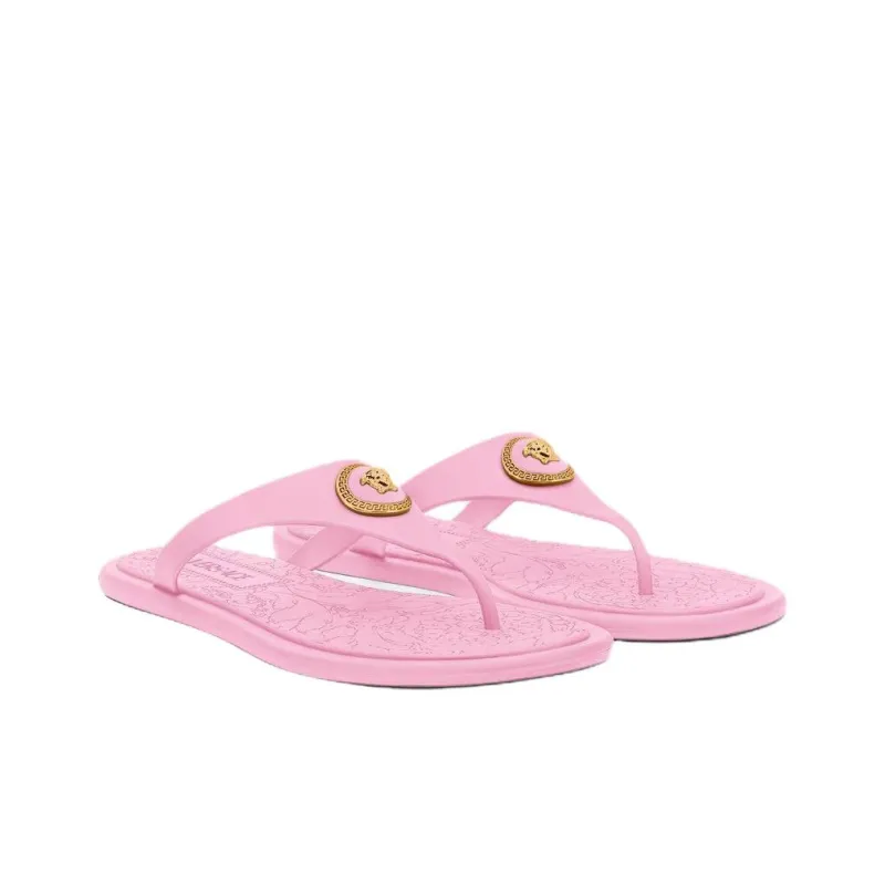 VERSACE Rubber Sole Massage Flip Flops Women's Pink-2