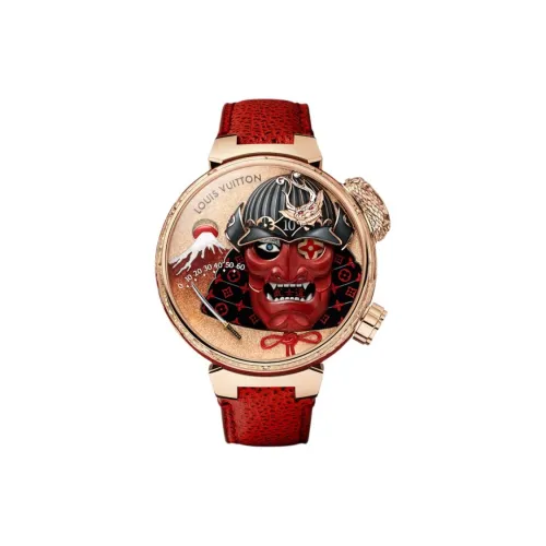 LOUIS VUITTON Wrist Watch Manual Mechanical Movement Cow Leather Strap 46.8mm Rose Gold Watch Dial Unisex