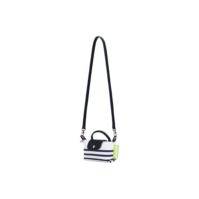 LONGCHAMP Le Pliage Canvas Bag, Dumpling Bag, Shoulder Bag, Crossbody Bag, Handbag Regular Women's Marine Blue & White-1