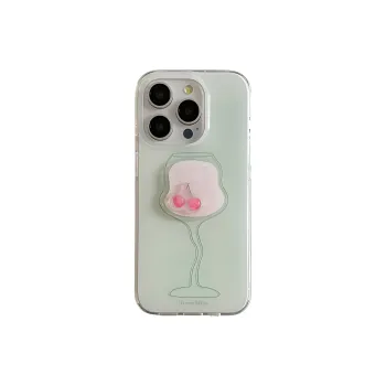 Sopi Acrylic Material Green Grape Cherry Cocktail Phone Cases Compatible With IPhone 16/15 Pro Max/Apple 13/14 Pro/Max