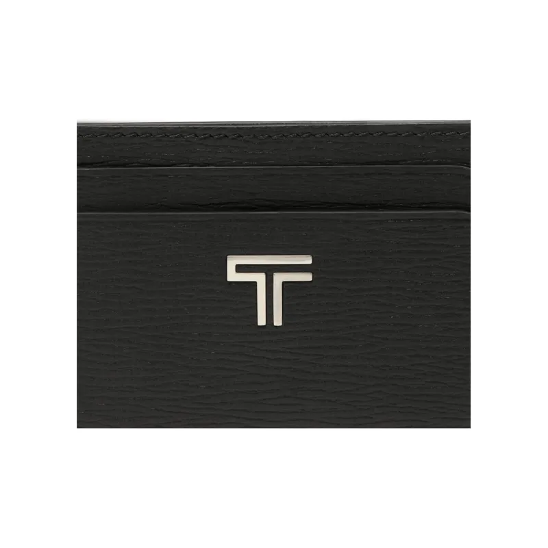 TUMI Pebbled Leather Card Holder Unisex Black-3