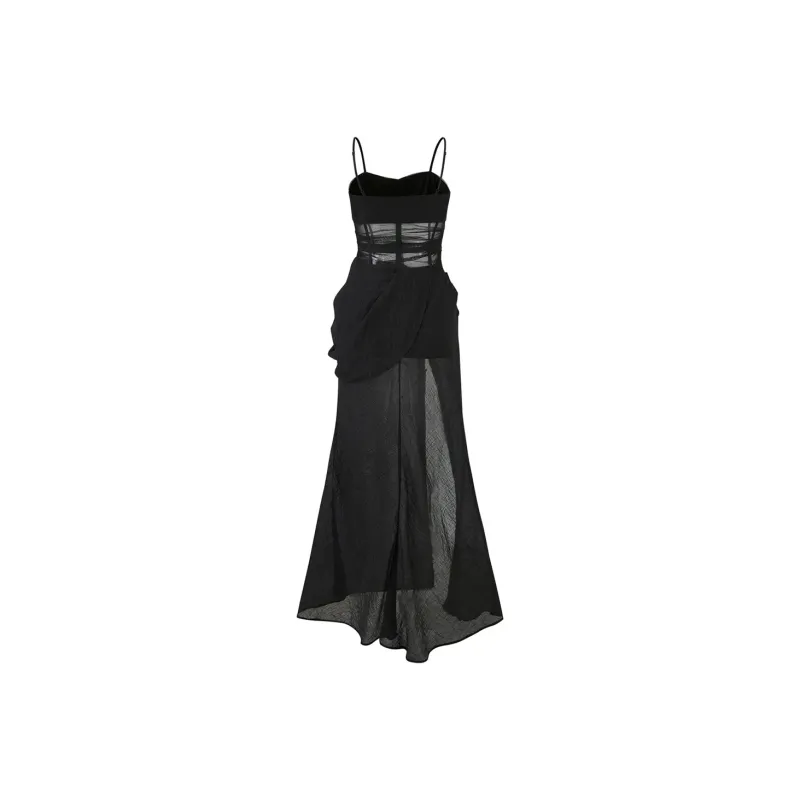 GUOZHEN Slip Dresses Women's Black-1