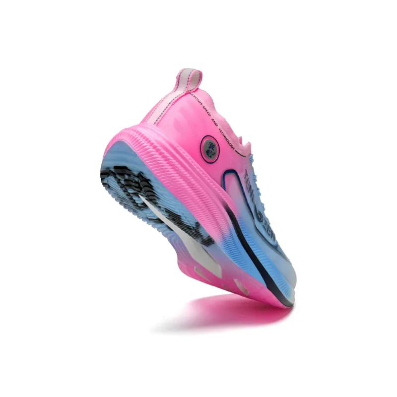 TENSOOZEN Slip Resistant Lightweight Rebound Low Top Full Length Carbon Plate Sprint Running Shoes Unisex Blue Pink-3