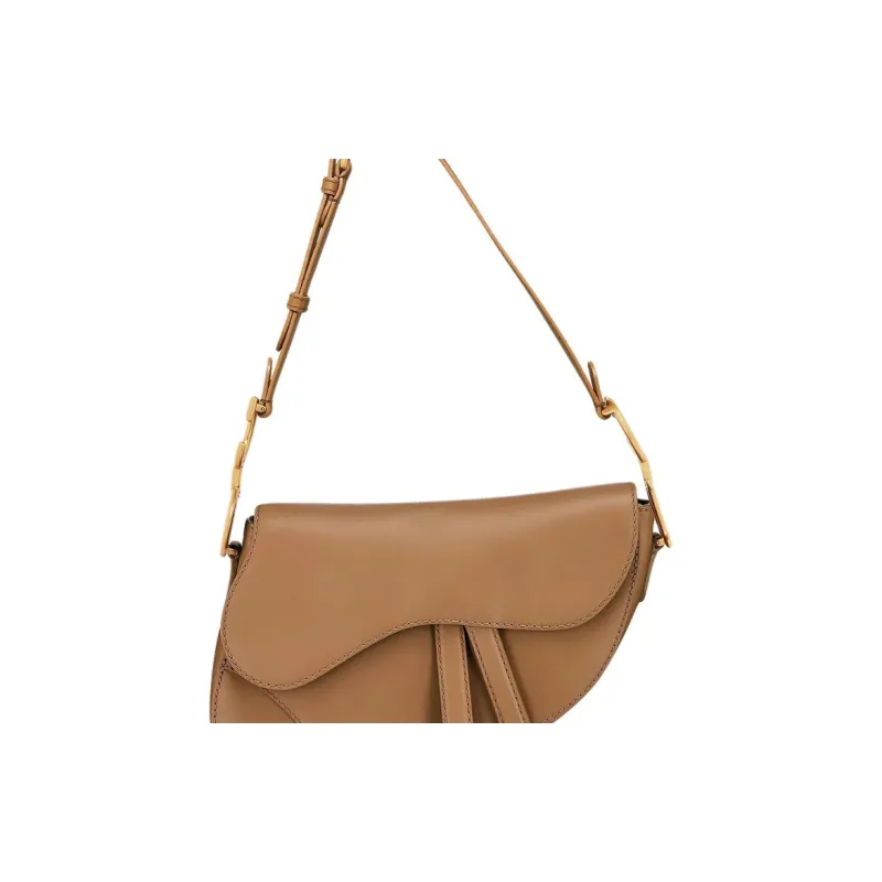 DIOR Cow Leather Saddle Bag, Shoulder Bag Medium Size Women's Light Gold Brown-5
