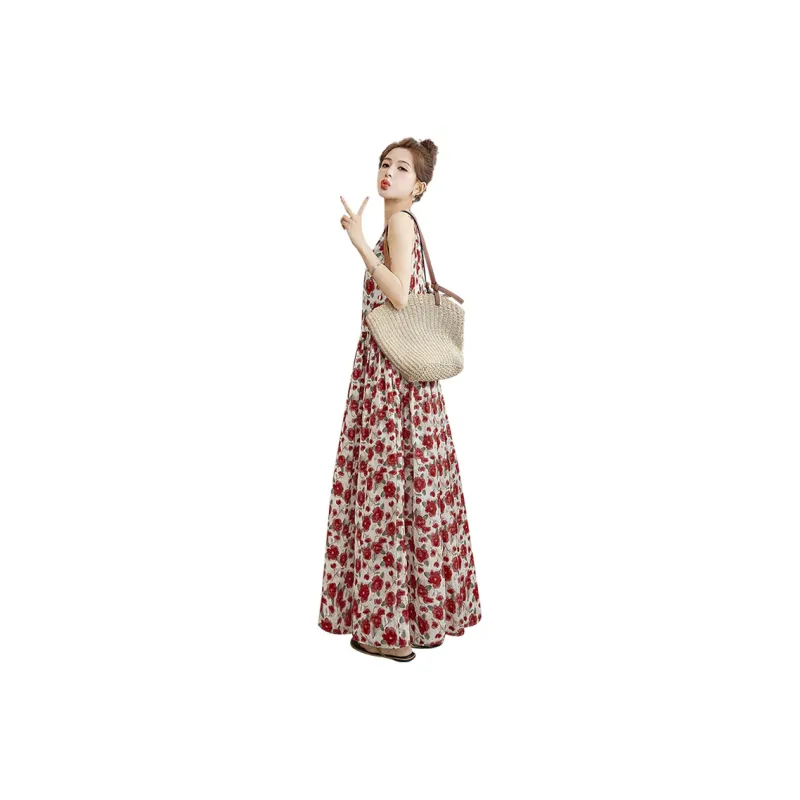 Cypress House Sleeveless Dress Women's Red Floral-1
