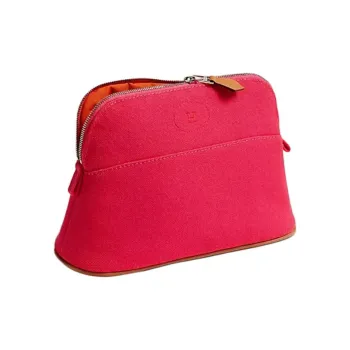 HERMES Bolide Cotton Clutch Mini Women's Pink