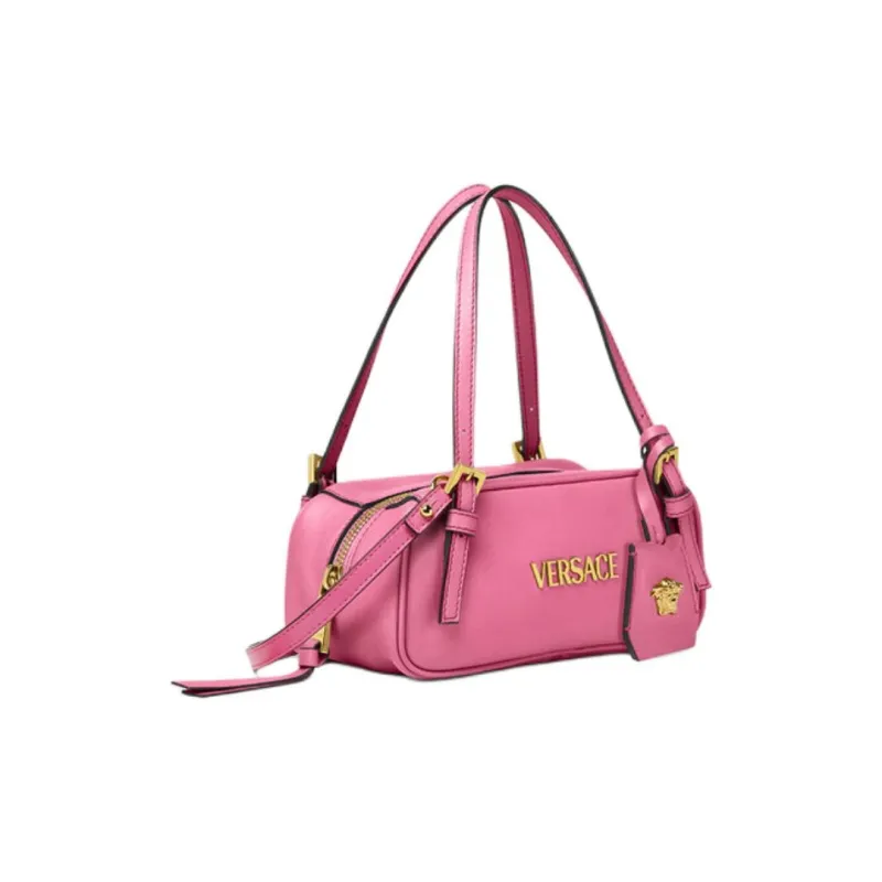 VERSACE Tag Lambskin Bowling Bag, Shoulder Bag, Handbag Mini Women's Bright Pink-1