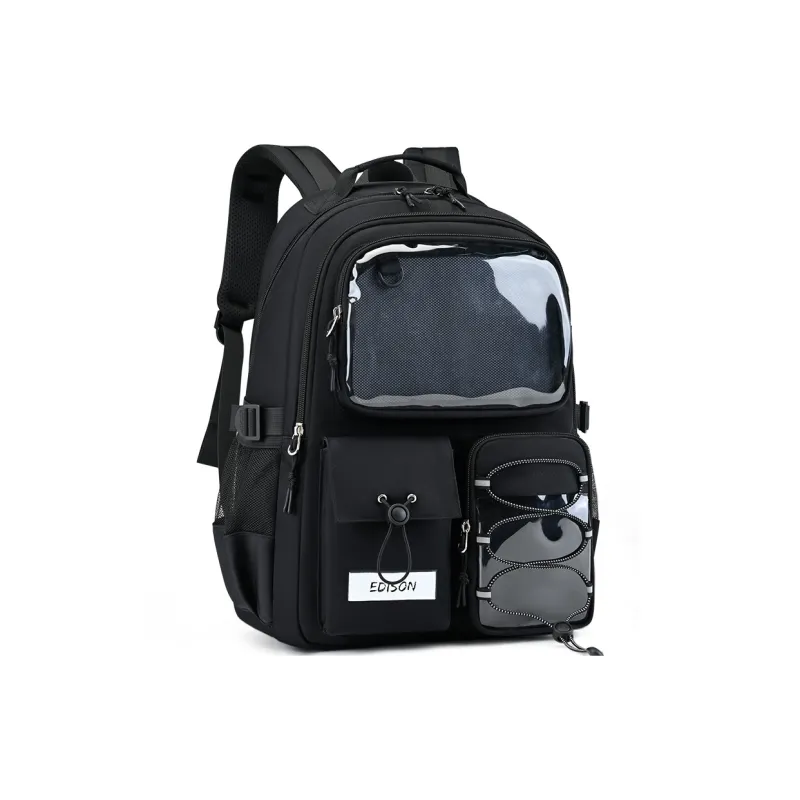 EDISON Nylon Backpack Unisex Black/Ecru-2