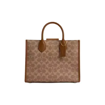 COACH Ace Coated Canvas Shoulder Bag, Crossbody Bag, Handbag Medium Size Women's Tan