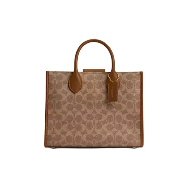 COACH Ace Coated Canvas Shoulder Bag, Crossbody Bag, Handbag Medium Size Women's Tan-0