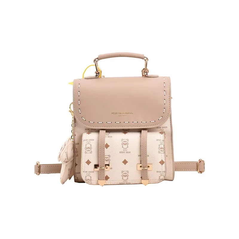 Yalu PU Backpack Regular Women's White/Brown/Pink/Coffee-0