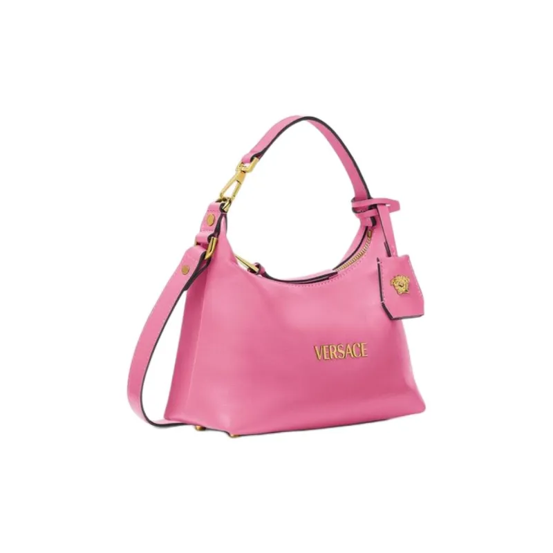 VERSACE Lambskin Hobo Bag, One Shoulder Handbag Women's Pink-1