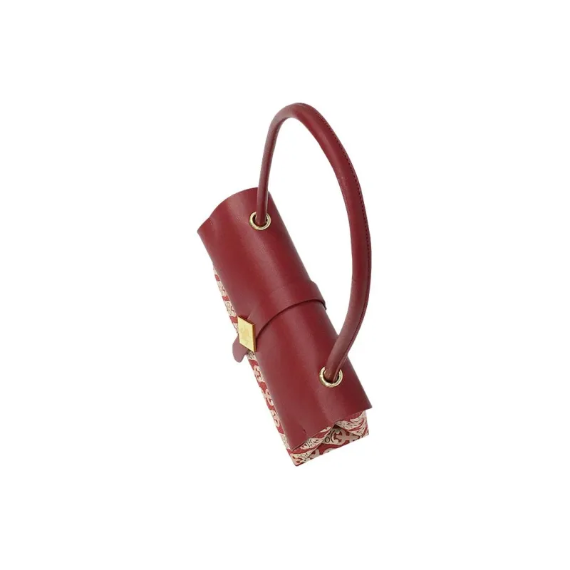 MACK JODAER Synthetic Leather Handbag, Shoulder Bag Women's Red & Ecru-5