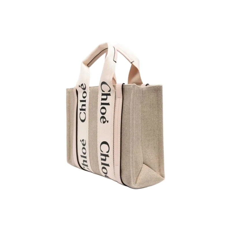Chloe Woody Webbing Tote Bag, Shopping Bag, Shoulder Bag, Handbag Women's Cement Powder-1