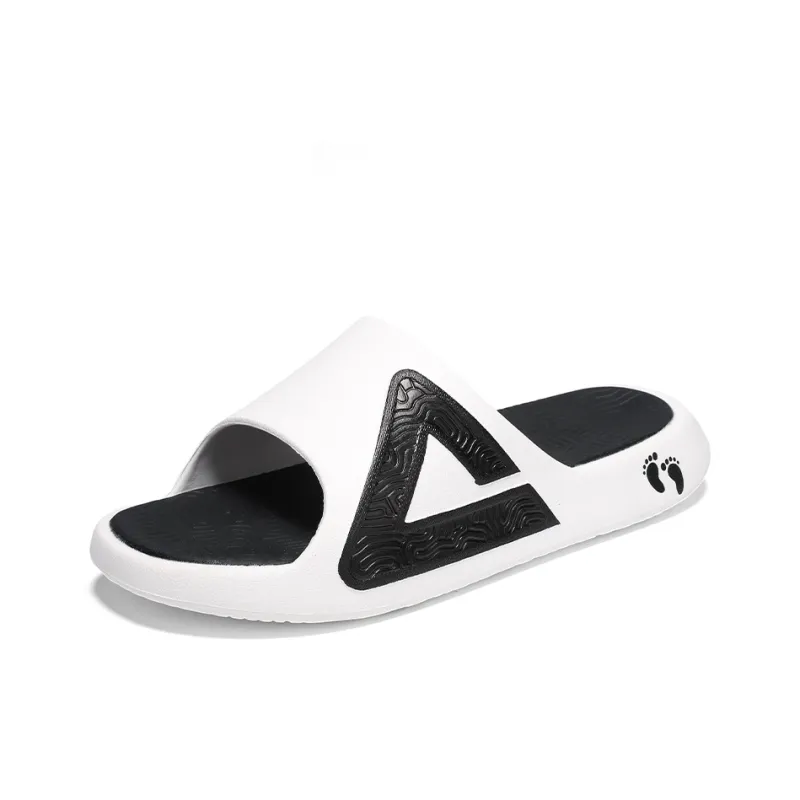 PEAK Slip Resistant Odor Resistant Abrasion Resistant Slide Slippers Men's Ivory Black-2