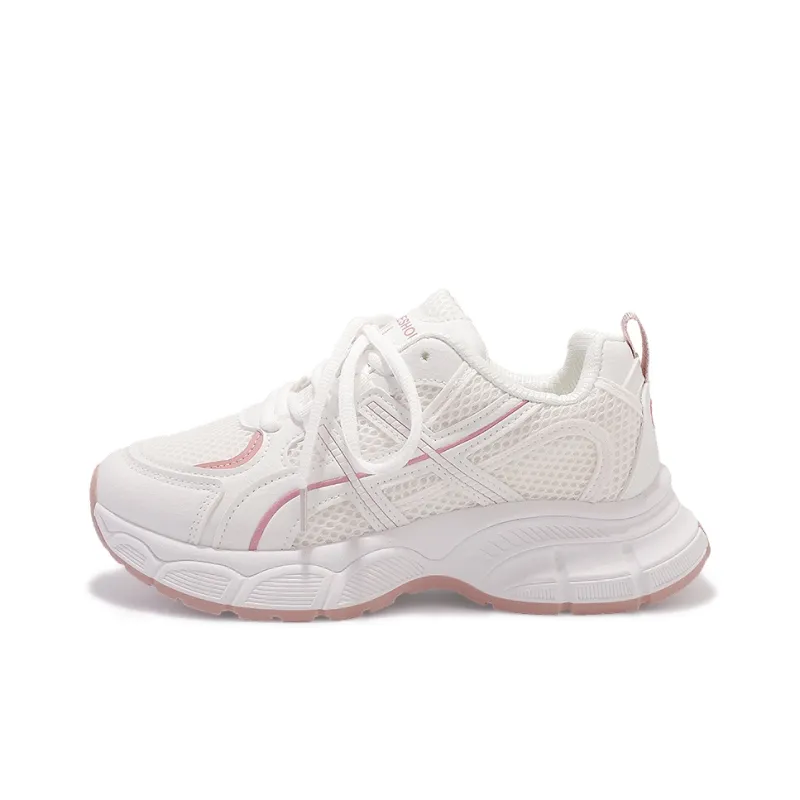 SNXR Low Top Chunky Sneakers Women's White Pink-0