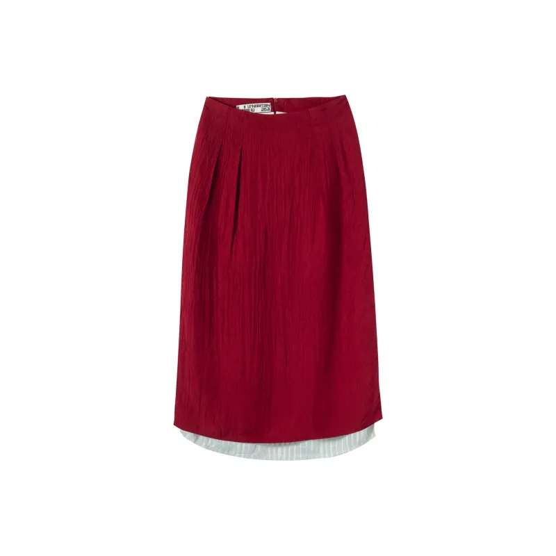 MOLE'NERATION Casual Long Skirts Unisex Gemstone Red With Mint Green-0