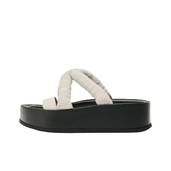 ZARA Fanglu Lin Collaboration PVC Plastic Abrasion Resistant Slide Slippers Women's Beige