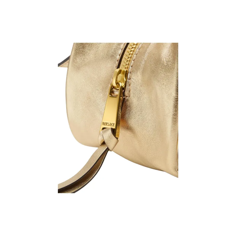 VERSACE Tag Lambskin Bowling Bag Shoulder Bag Handbag Women's Gold-3
