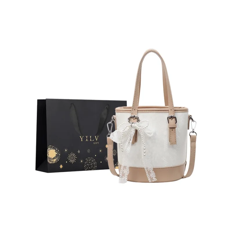 Yi Brigade PU Bucket Bag, Shoulder Bag, Crossbody Bag, Handbag Regular Women's Black/Ecru/Silver/Coffee-4