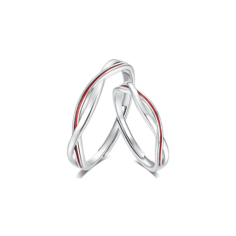 KADER New Chinese Style Red Line Chinese Style Forever Love Confession Adjustable 1 Pair Rings Unisex-1