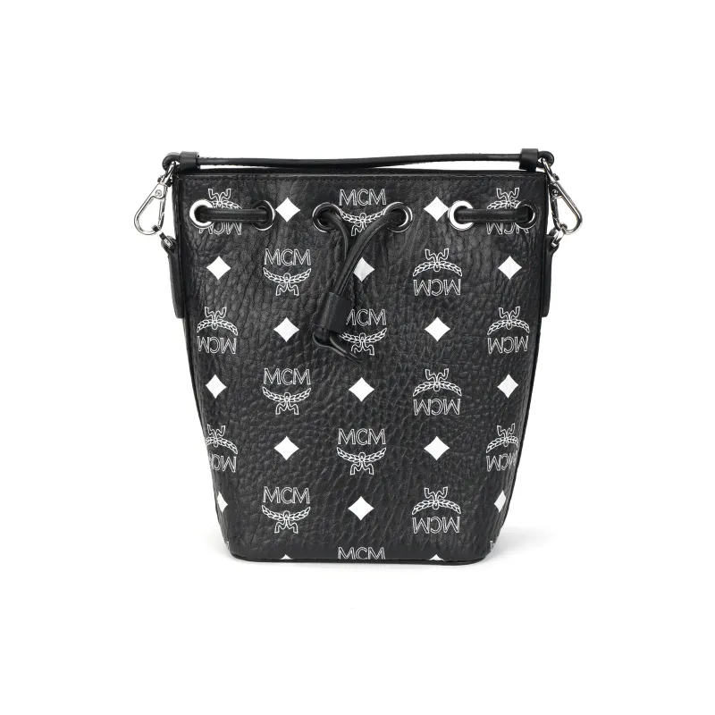 MCM Visetos Leather Bucket Bag, Handbag, Shoulder Bag Extra Mini Women's Black-2
