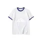 White with Navy Blue Edge