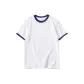 White with Navy Blue Edge