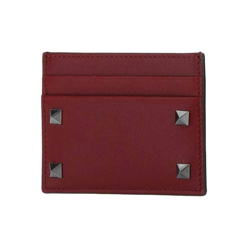 Valentino Cow Leather Wallet Unisex Burgundy-1